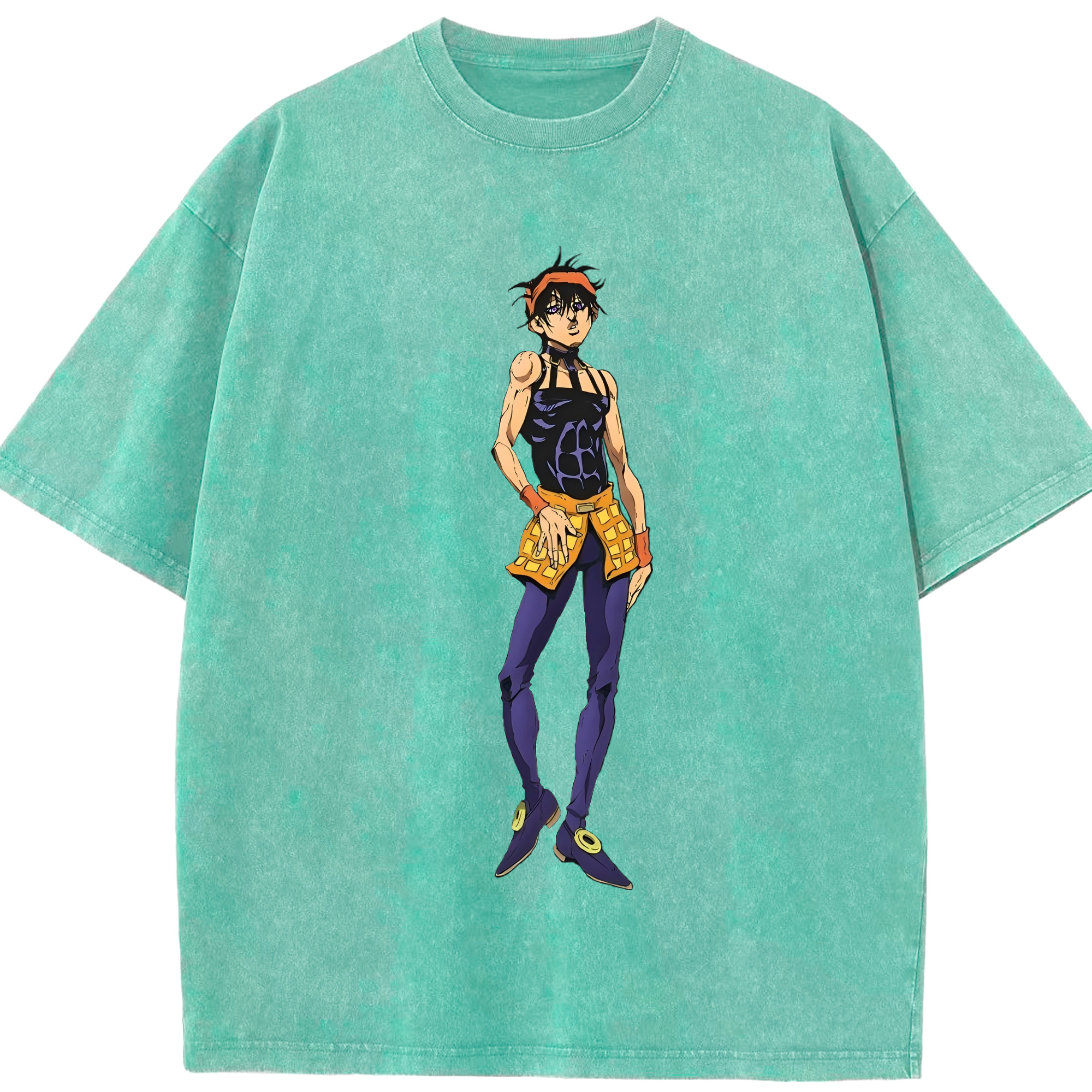 （画像用） ジョジョの奇妙な冒険 ナランチャ?ギルガ JoJo's Bizarre Adventure Narancia Ghirga 綿100% ヴィンテージ風 半袖Tシャツ（フロントプリント）